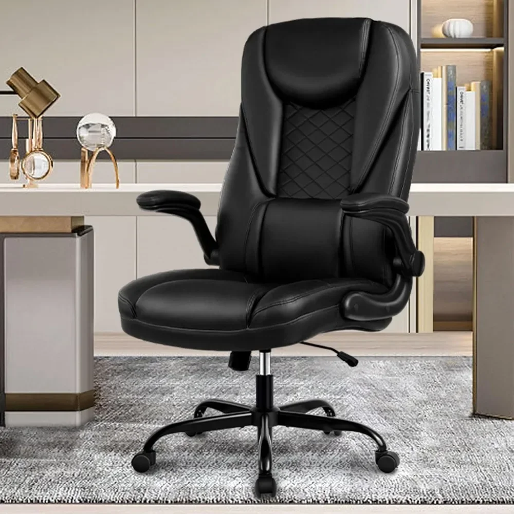 

Ergonomic Leather Chair with Adjustable Flip-Up Arms High Back Home Office Desk Chairs with Lumbar Support,Computer Chair