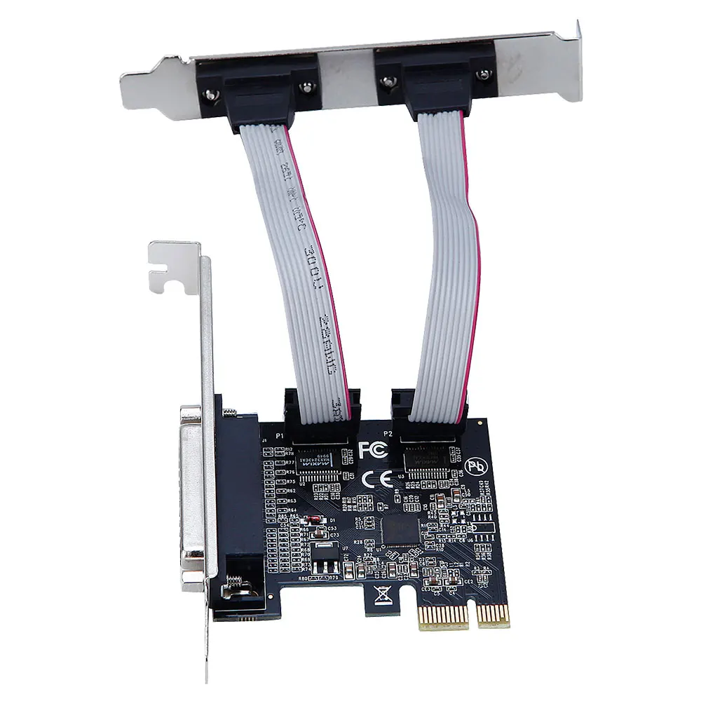 2PCS PCI Express To 2 Serial 1 Parallel Card Computer Adapter Asix99100 RS232 DB9 & DB25