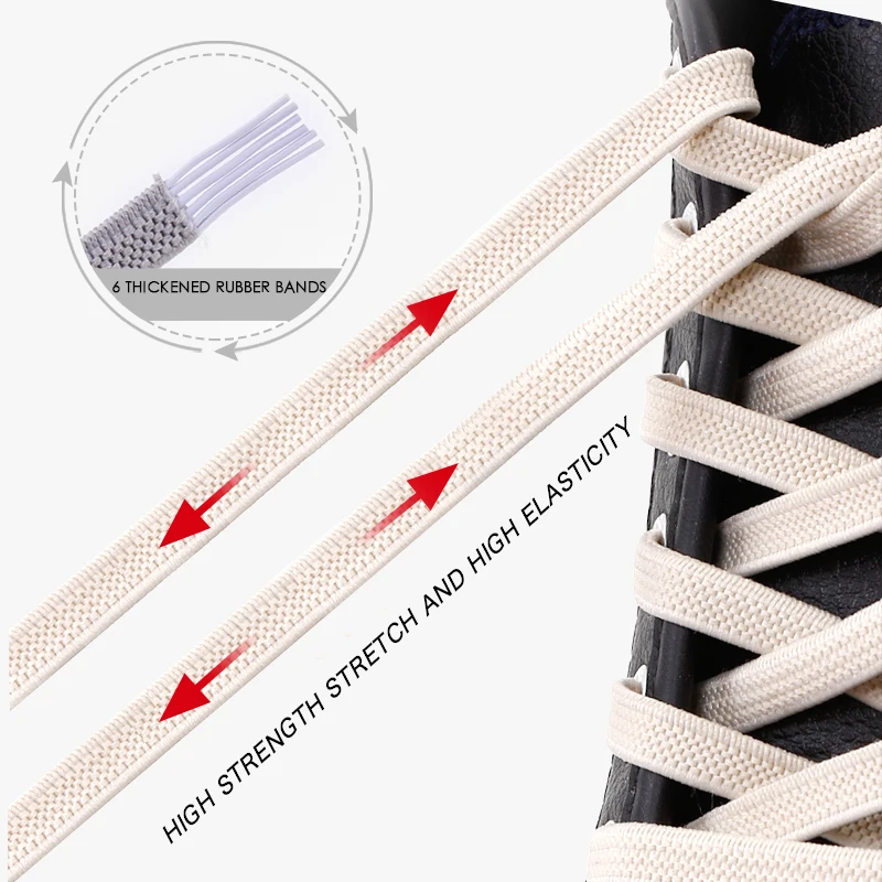 No Tie Elastic Shoe Laces One Size Fits All Adult and Kids Shoes Shoelaces for Sneakers Shoelace Tieless Flat Expand Shoestrings image 3