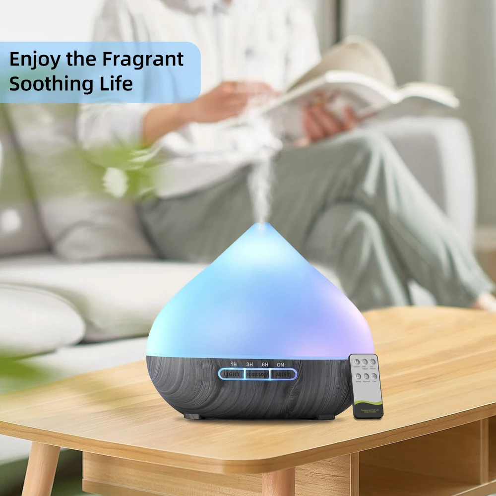 Nouveau diffuseur d'arômes avec télécommande, minuterie et ensemble de 6 huiles, humidificateur à brume fraîche de 500ml pour grande pièce