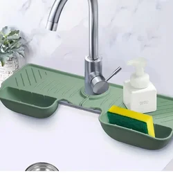 Faucet Mat Kitchen Sink Silicone Splash Pad Drainage Waterstop Bathroom Countertop Protector Quick Dry Tray Baffle