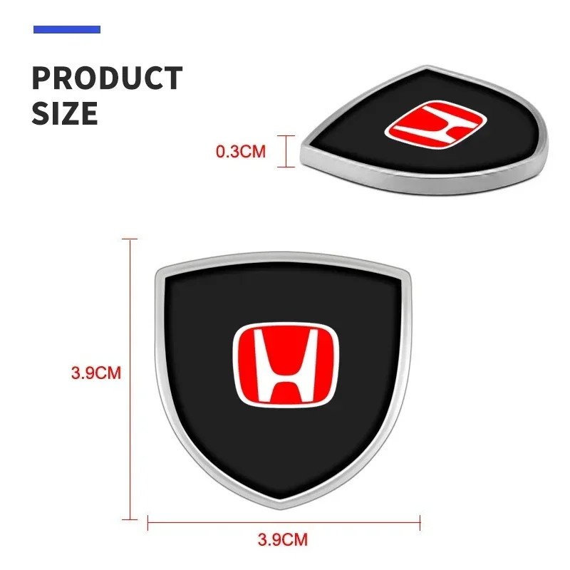 1/2pcs Metal Shield Car Sticker Badge Body Decoration Emblem Auto Exterior Accessories For Honda Civic Accord CRV Hrv Jazz