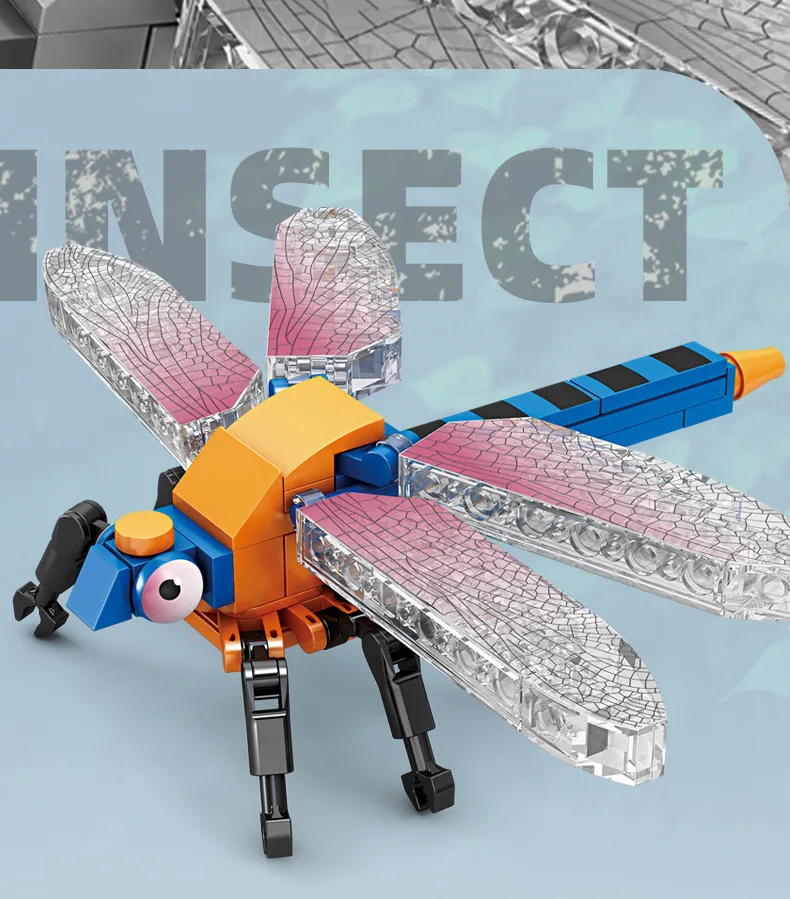 Insect Building Blocks Honeybee Dragonfly Ants Fly Ladybug snail 3D Model DIY Creative Brick Educational Toys Kids Gift