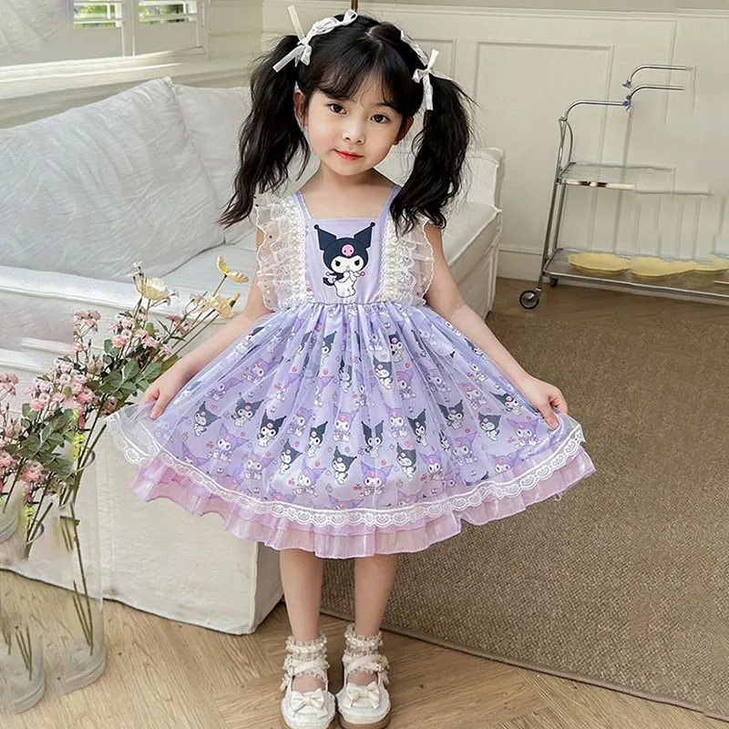 Vestido de princesa Kawaii Anime para meninas, Sanrios, minha melodia, moda Lolita, véu suspenso, festa doce, fantasia cosplay, presente para meninas