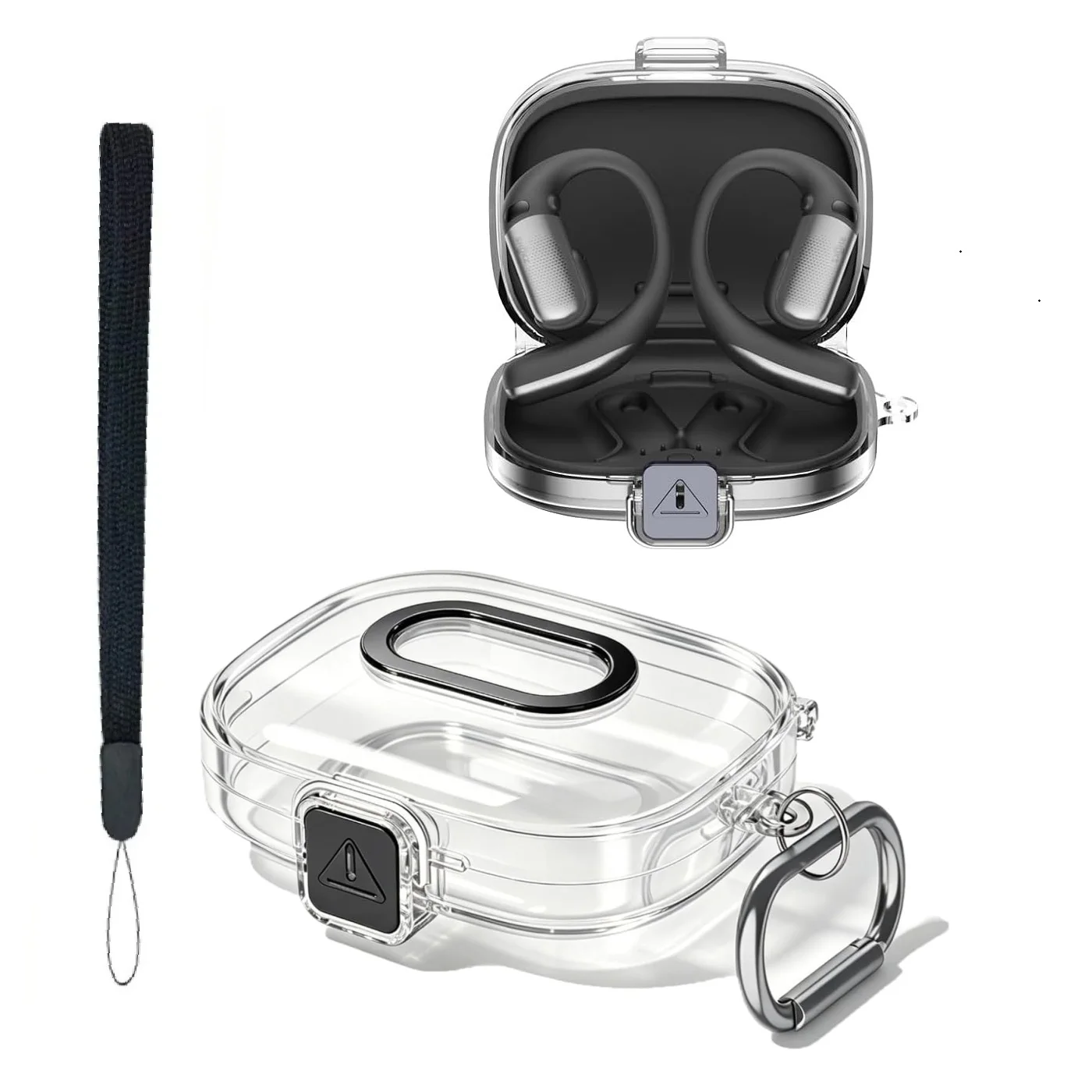 Cover for SHOKZ OpenFit Pro Case, One Piece Protective Scratch Flexible Resistant Case with Carabiner