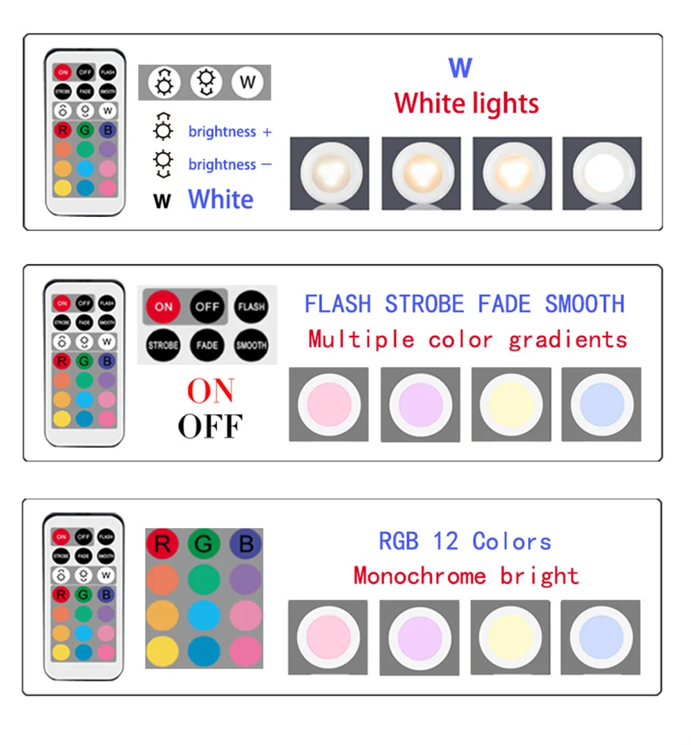 Wireless RGB Color Led Puck Light with Remote Controller 62MM Under Cabinet Light Home Decoration for Study,Foyer