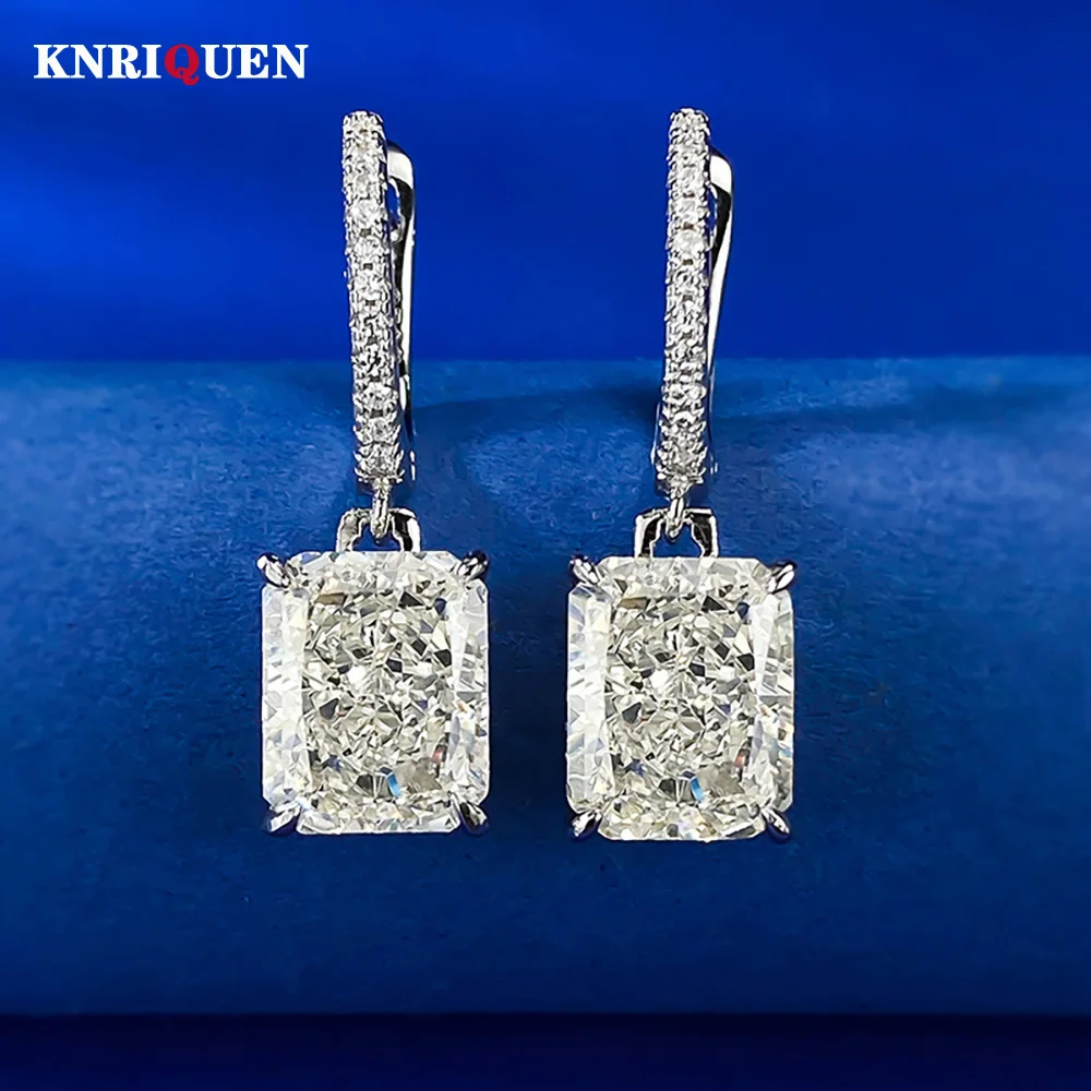 

Luxury 925 Sterling Silver 8*10mm Crushed Ice Cut White G High Carbon Diamond Drop Dangle Earrings for Women Fine Jewelry Gifts