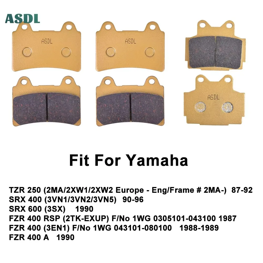 

Motorcycle Front and Rear Brake Pads for Yamaha TZR250 1987-1992 SRX400 600 FZR 400 RSP 1987-1990 FZR400 SRX400 SRX600 TZR 250