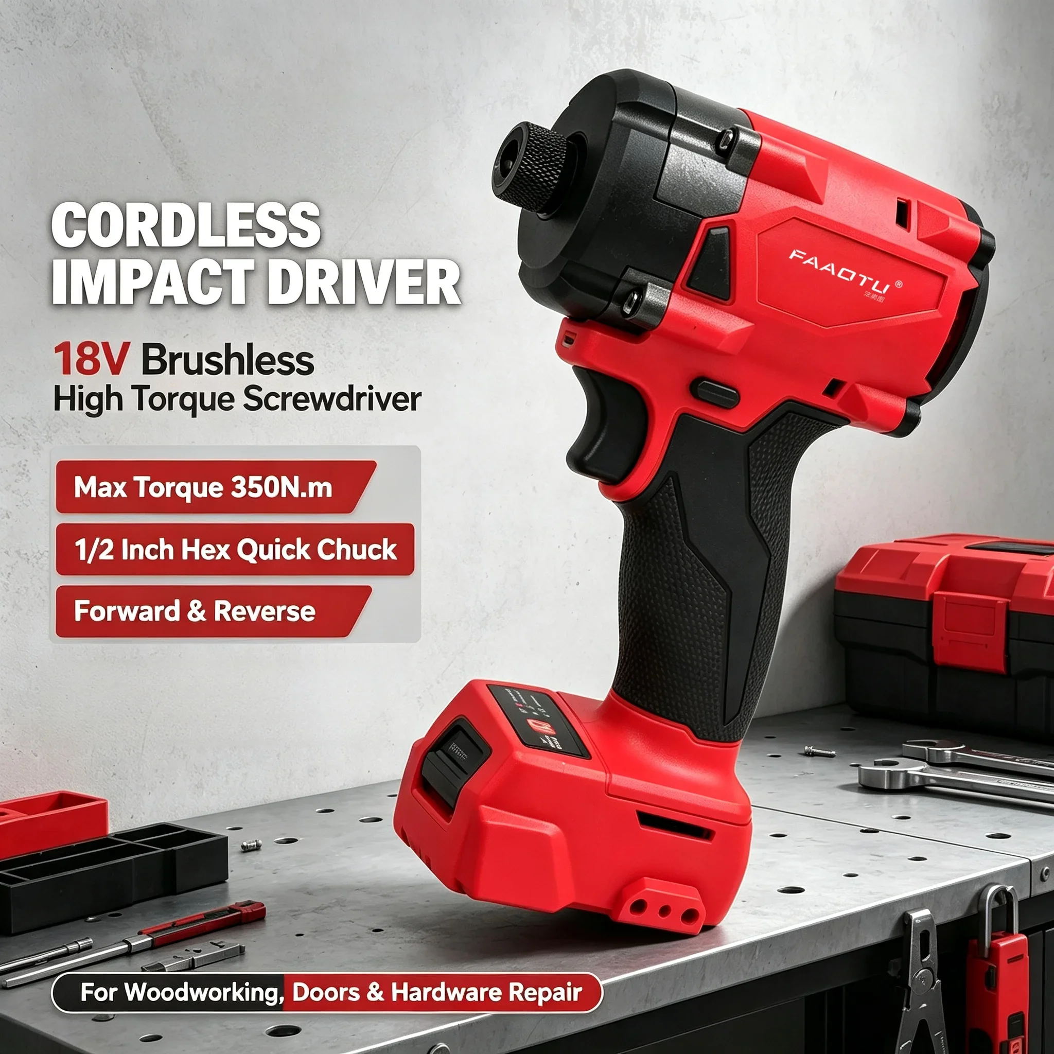 FAAOTU 18V Cordless Electric Screwdriver, Powerful Rechargeable Screwdriver for DIY Projects and Home Improvement view 2