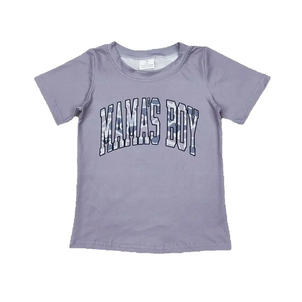 

BT1187 Short sleeves grey camo mama's boy children shirt