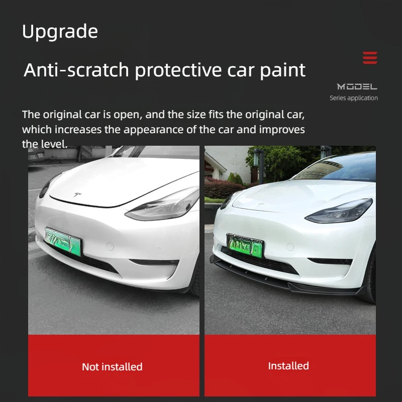 Per tesla model 3 Y spoiler anteriore in fibra di carbonio nero opaco kit corpo 1 pezzo 2018-2023 Splitter diffusore Tuning accessori