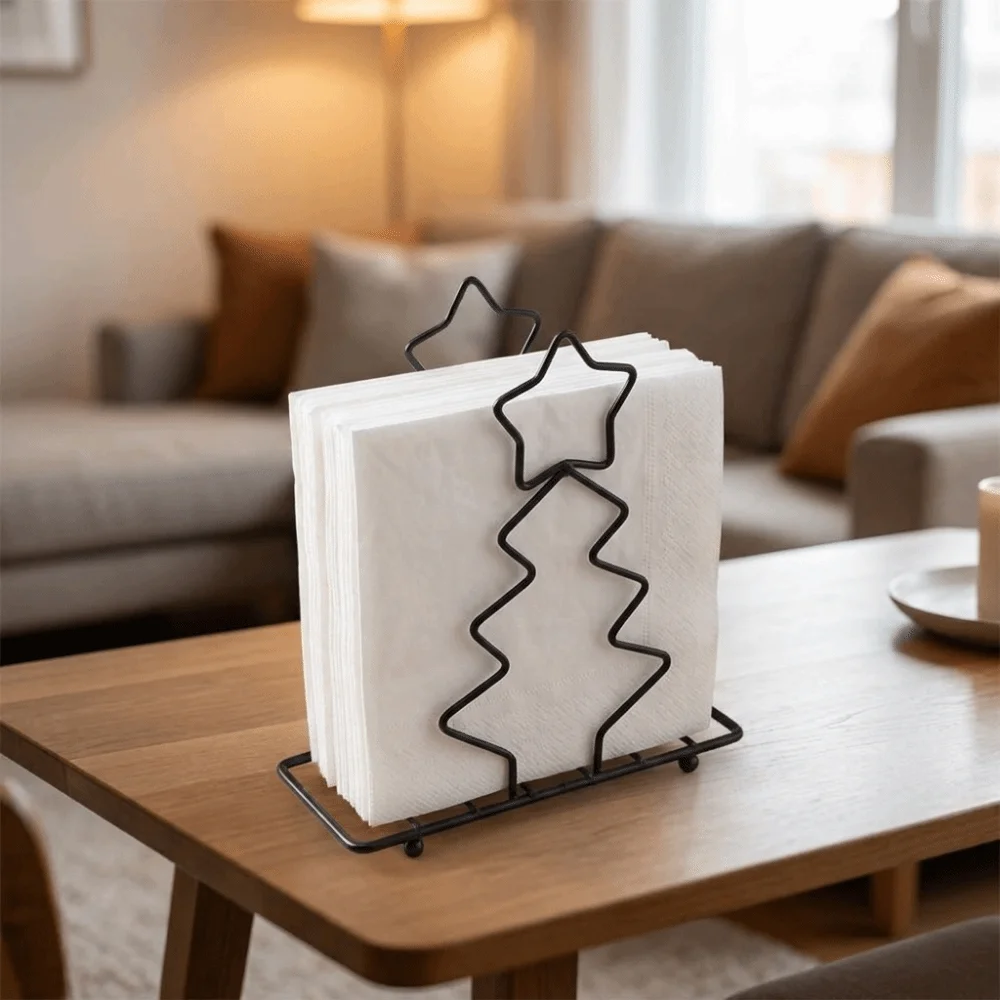 Iron Christmas Tree Napkin Holder Minimalist Decorative Paper Storage Rack Stable Napkin Organizer Table Decoration