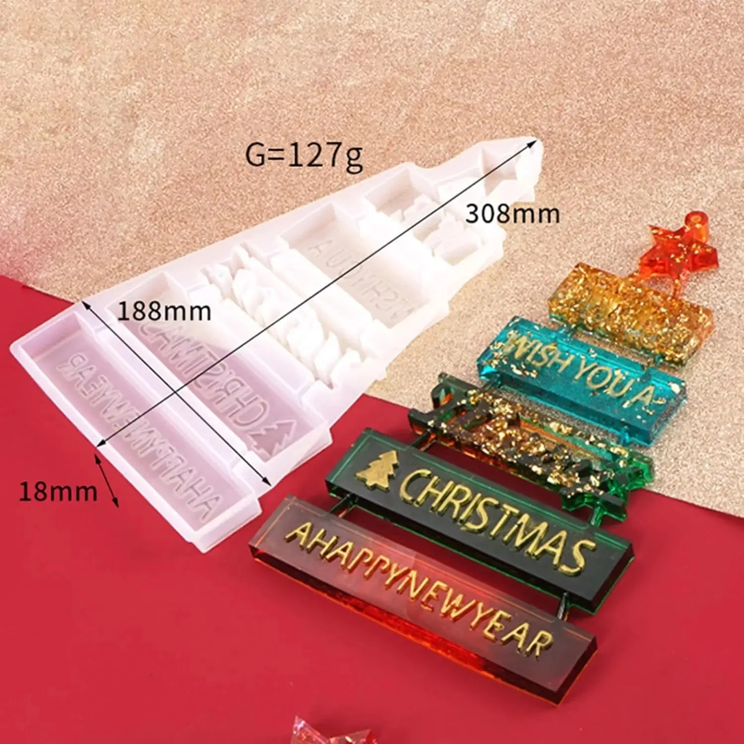 3D Merry Christmas Sign Resin Mold Epoxy Resin Casting Mold For Diy Table Decor,home Decor,christmas Decor,making Christmas Tree view 5