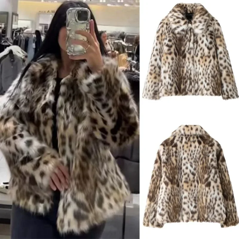 Fashion New Women's Instagram Explosion Mink Velvet Slimming All-in-one Coat Imitation Fur High-grade All-in-one Leopard Coat