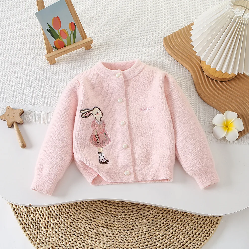 Girls Knitted Clothes Sets Spring Autumn Children Woolen Jersey Sweaters Coats Tutu Skirts 2pcs Dress Suit For Baby Outfits Kids