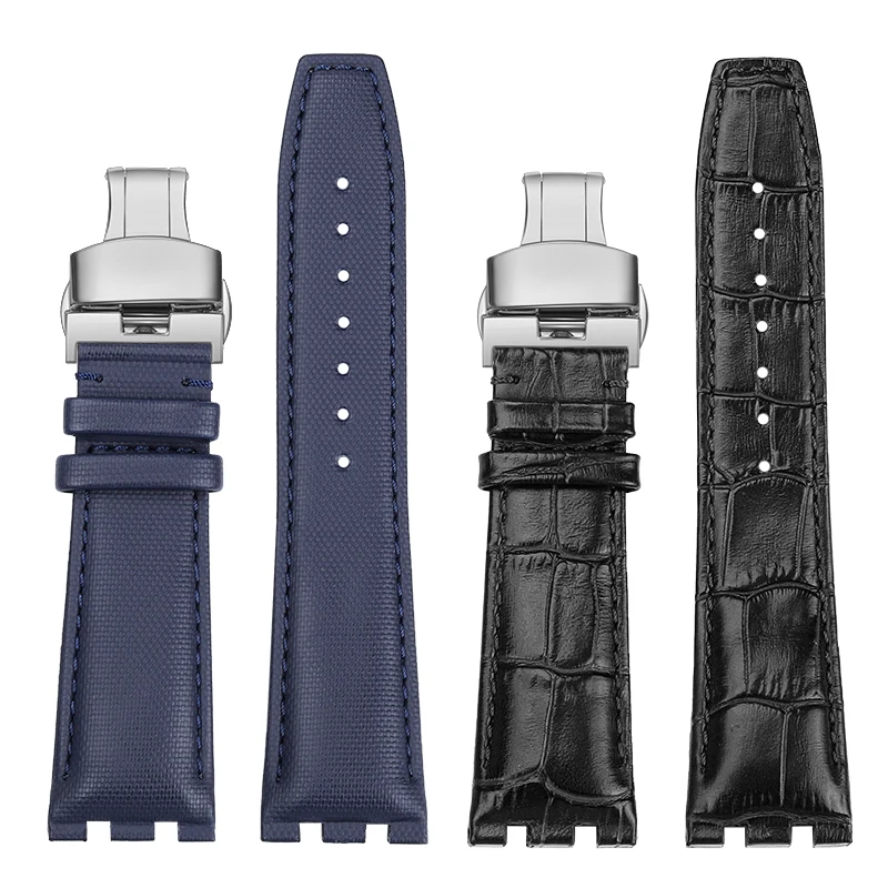 النايلون الجلود حزام الساعات ل موريس لاكروا أيكون Ai6007 AI6008 Ai6058 Ai6038 1108 1018 جلد طبيعي حزام ساعة اليد الرجال سوار #5