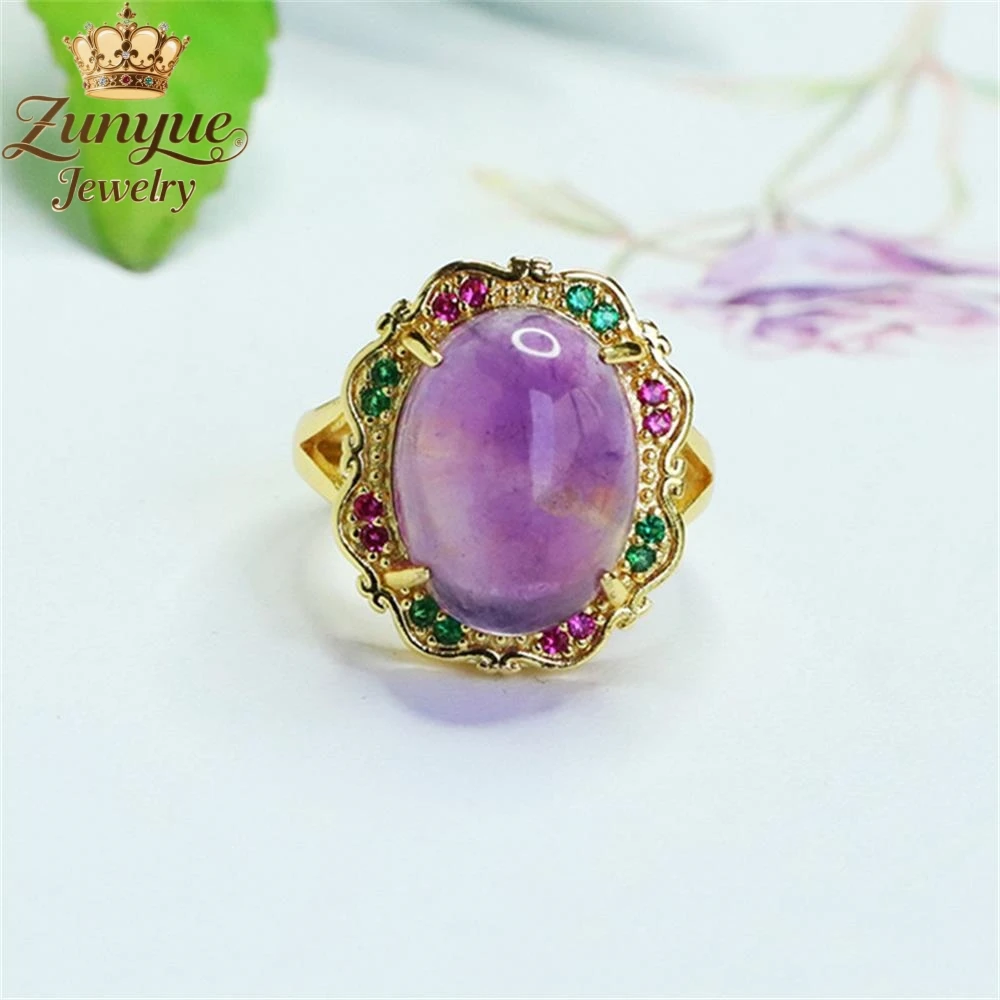

Natural Amethyst Auspicious Pigeon Egg Set Gemstone Ring Luxury Quality Fashion Jewelry Exquisite Elegant Popular Charms Young