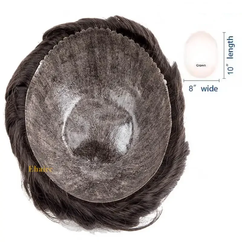 Vendita-protesi per capelli maschili 0.12-0.14mm parrucchino per pelle a iniezione parrucca da uomo 6 "parrucche per protesi capillare da uomo per uomo 100% capelli umani