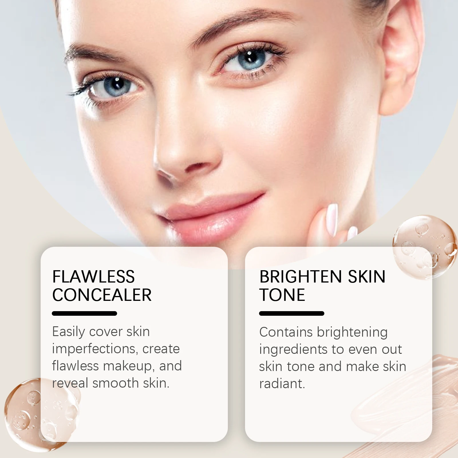 Korektor BB Cream Wodoodporny, pełne pokrycie, zakrywający przebarwienia, pryszcze, kontrola sebum, krem ​​CC do twarzy, rozjaśniający makijaż, kosmetyki