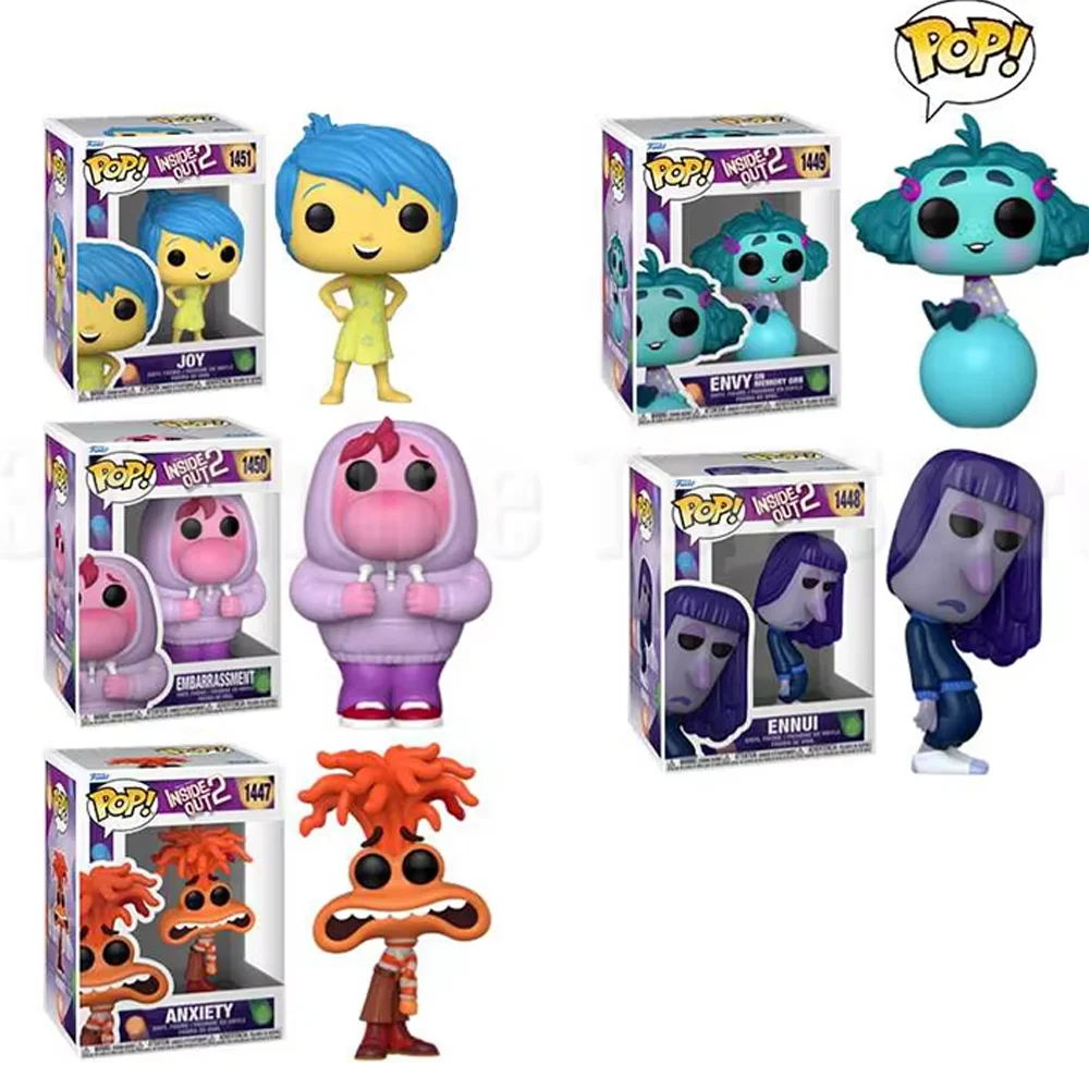 Original Funko Pop Inside Out 2 Anime Figure Joy Sadness Anger Disgust Fear Figures Model Doll Collection Birthday Cartoon Toy