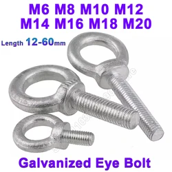 M6 M8 M10 M12 M14 M16 M18 M20 Galvanized Eye Bolt Lifting Eye Screw Bolts Round Ring Hook Loop Bolt Screws Fasterners L 12-60mm