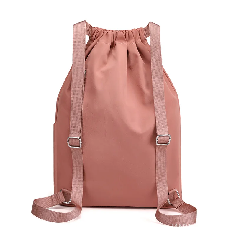 Portable Women Drawstring Backpack Lightweight Girl Travel Daypack Waterproof Nylon Shopping Bag Sports Hiking Swimming Bagpack