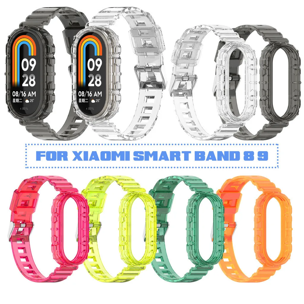 

Transparent Silicone Strap For Xiaomi Mi band 9 8 Miband 8 9 Waterproof Sports Band Fashion Replacement Bracelet