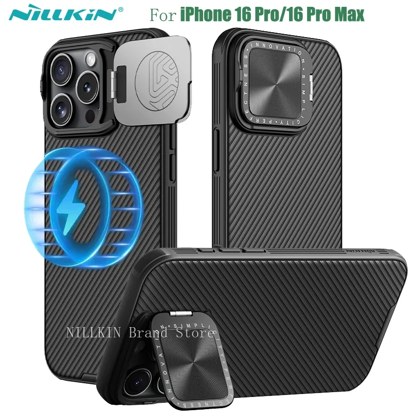 

Чехол для iPhone 16 Pro Max MagSafe NILLKIN CamShield Prop магнитный держатель для телефона с откидной крышкой для камеры iPhone16