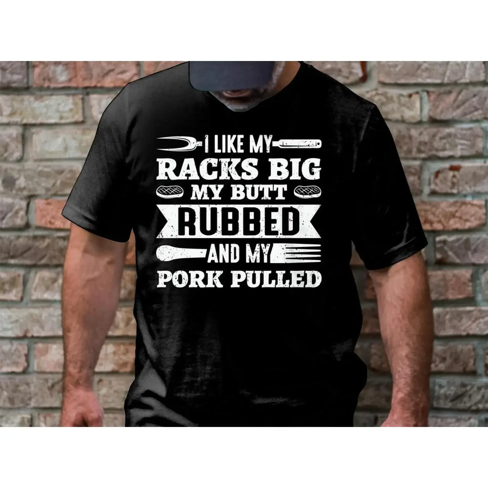 I Like My Racks Big Funny BBQ Grilling T Shirt For Meat Smoker Chef Outdoor Cooking Lover  vintage Washed homme Versatile