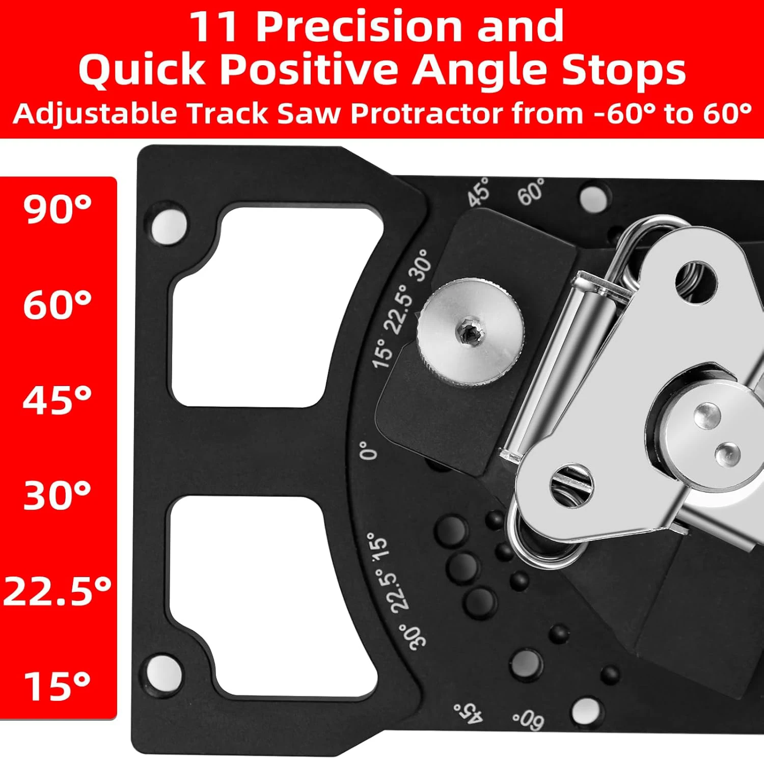 Adjustable Angle Track Saw Square with -60° to 60° Quick Positive Angle Stop,Protractor,90 Degree Right Angle Rail Square Guide