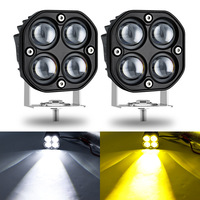 3 Inch Mini Led Work Light Square 40W Car Yellow White Dual Color FLASH Spotlight 12V 24V Fog Lamp for Lada Truck 4X4 4WD Car