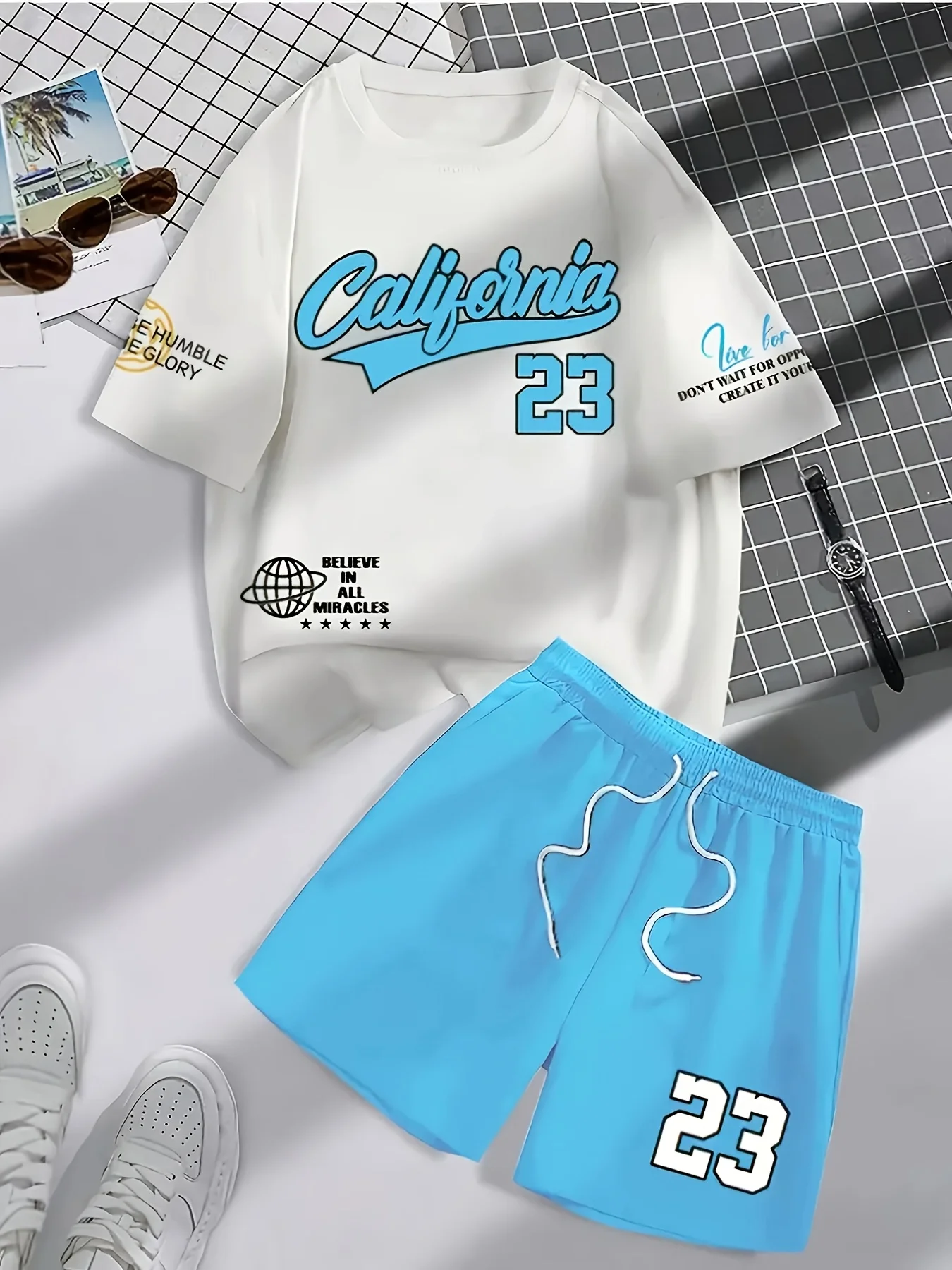 2025 Fashion Men's Casual Sports Suit Leisure 3D Printed T-shirt Shorts Set  Round Neck T-shirt and Shorts