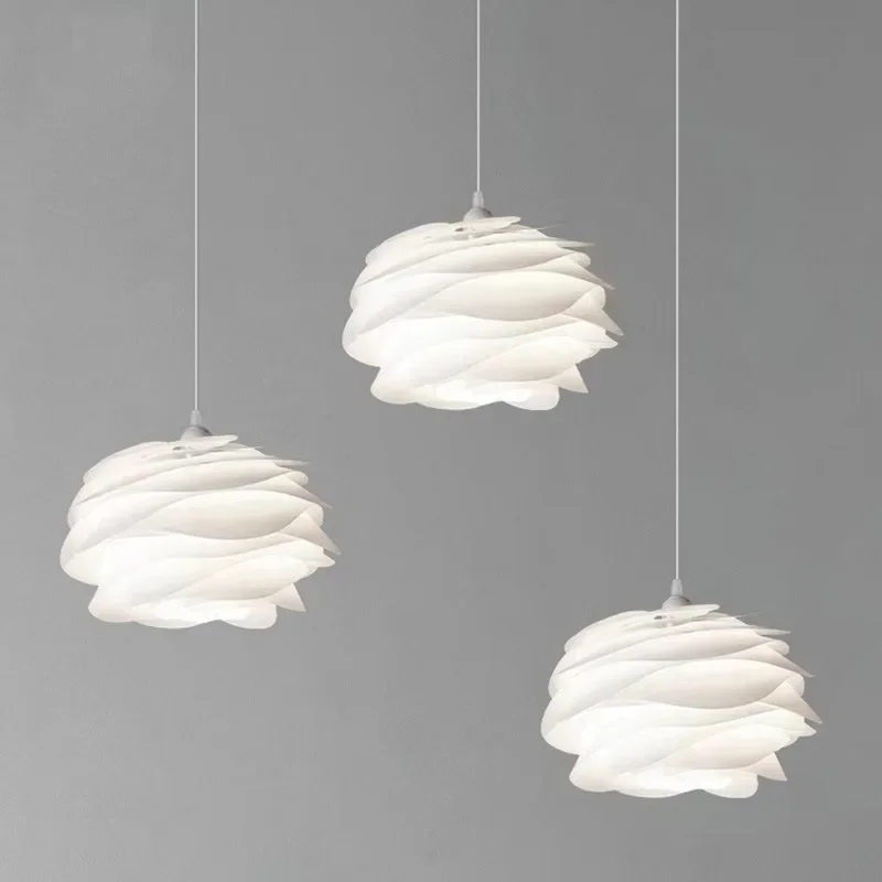 Danish Designer White Rose Ceiling Pendant Light for Living Room Kitchen Island Romantic Restaurant Acrylic Petal Suspension