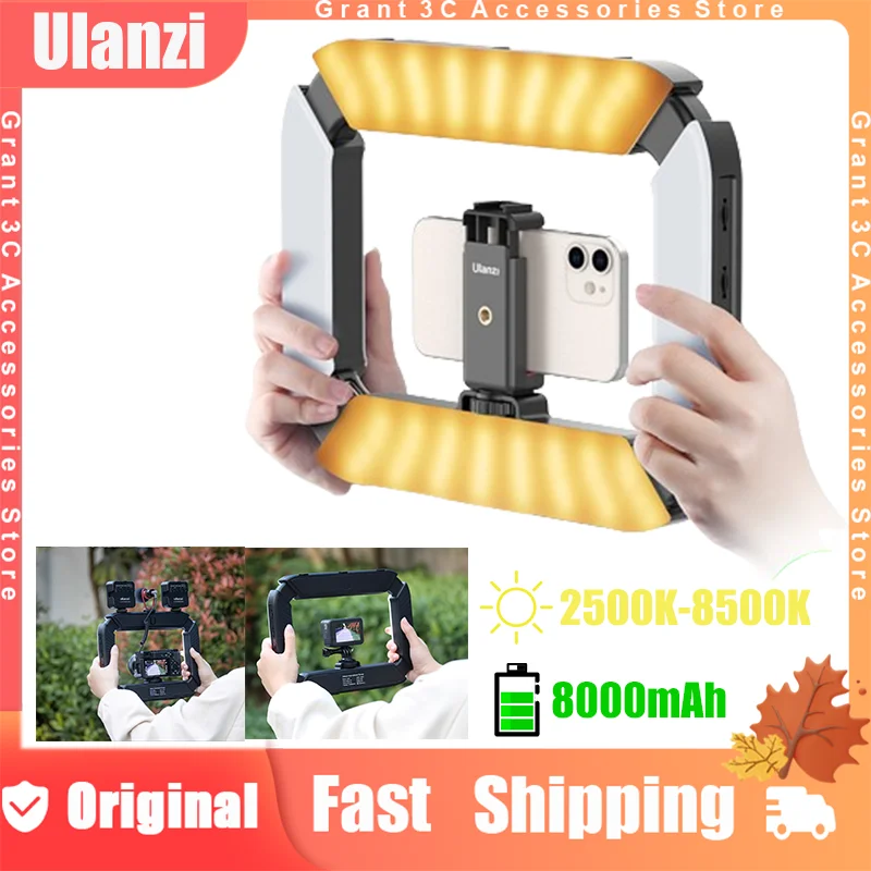 

Ulanzi U200 Bi-Color Fill Light Smartphone Video Rig LED Ring Light Custom Vertical Shooting 2500K-8500K for Youtube Live Vlog