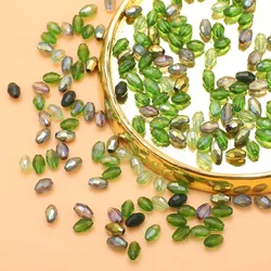 200Pcs 3x5mm Green Rice Grains Small Faceted Crystal Bead Oval Shape Glass Crystal Beads for Jewelry Making Bracelet DIY Garment