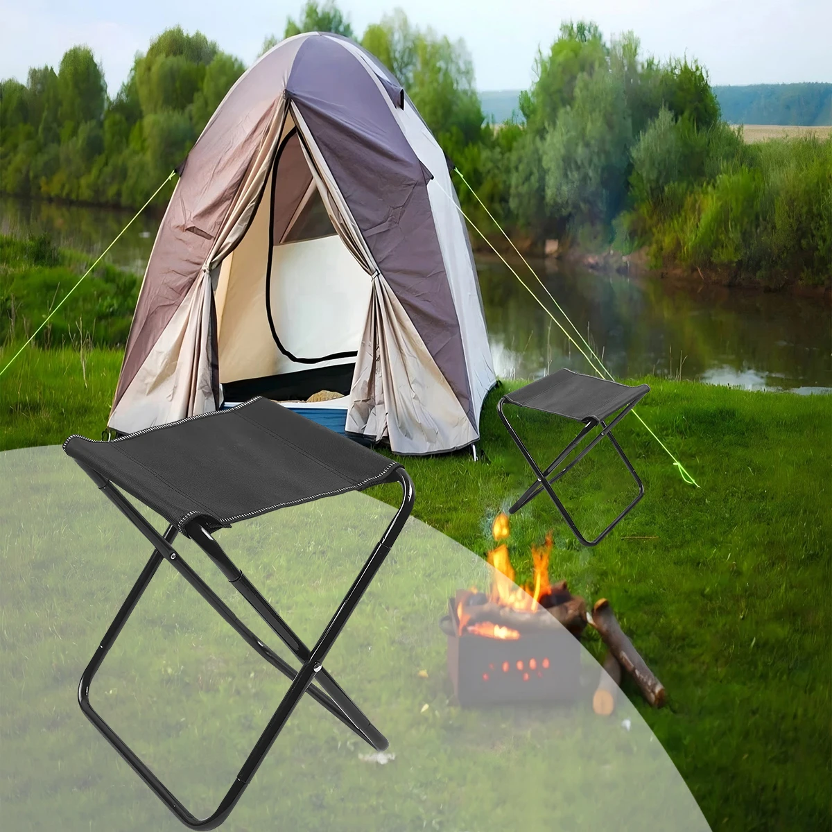 

1Pcs Portable Outdoor Aluminium Alloy Folding Picnic Camping Stool MIni Storage Fishing Chair With Bag