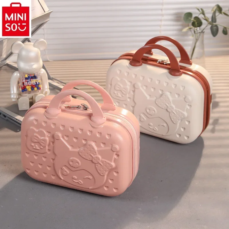 MINISO 2024 Fashion New Multi functional Storage Makeup Box Women's Cartoon Kuromi Cute Lightweight Small Luggage