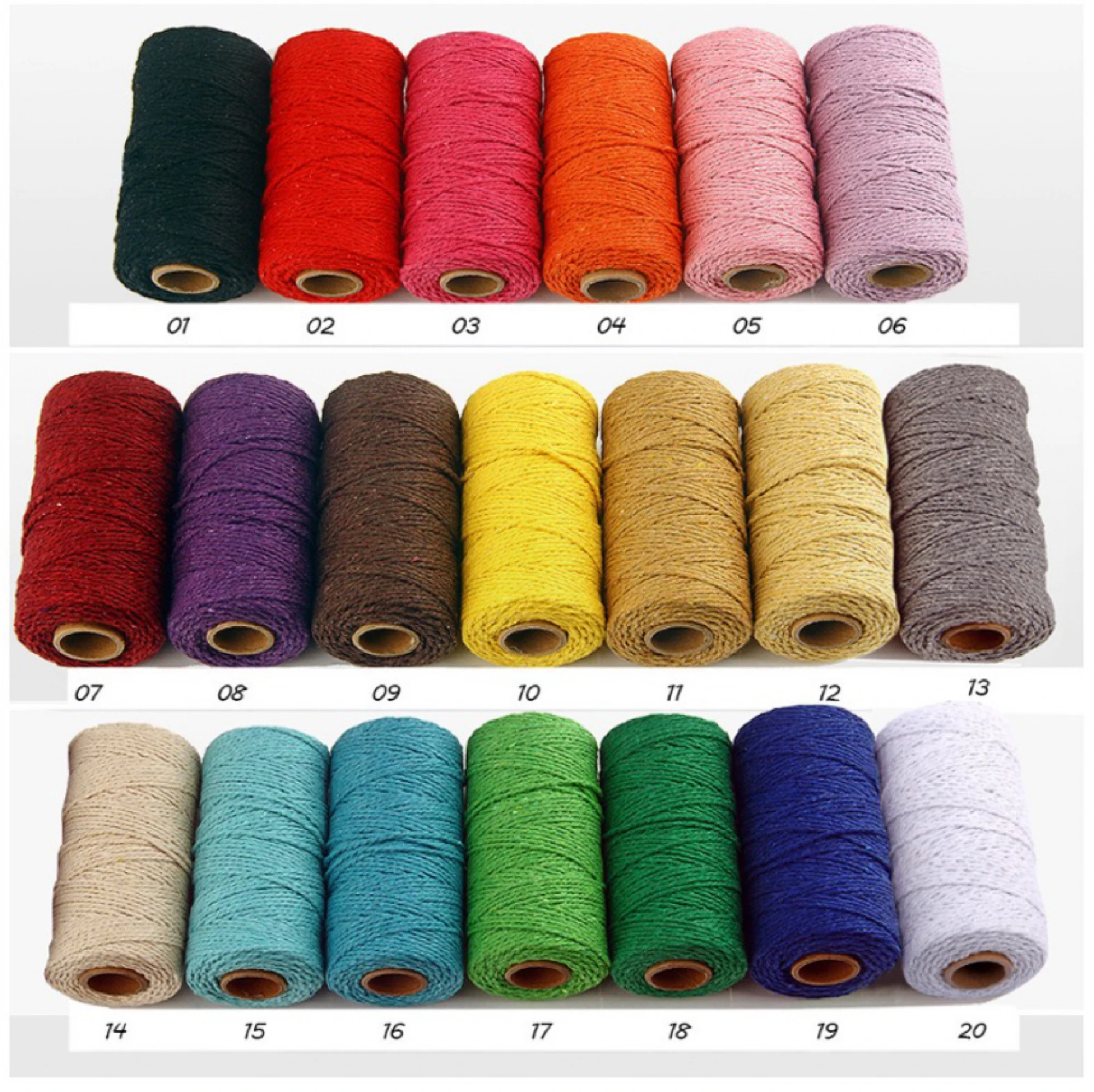 2mm 20 Meters Ready Stock Macaronel Cotton Rope for Crochet Handwork DIY Cords Macrame Boho Home Decoration