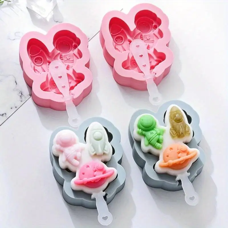 12Pcs Set Astronaut Rocket Planet Silicone Mould Tray for Baking Crafts DIY Decor