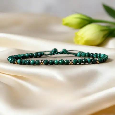 Crystal exquisite malachite bracelet, natural gemstone simple bracelet, heart chakra, guardian stone