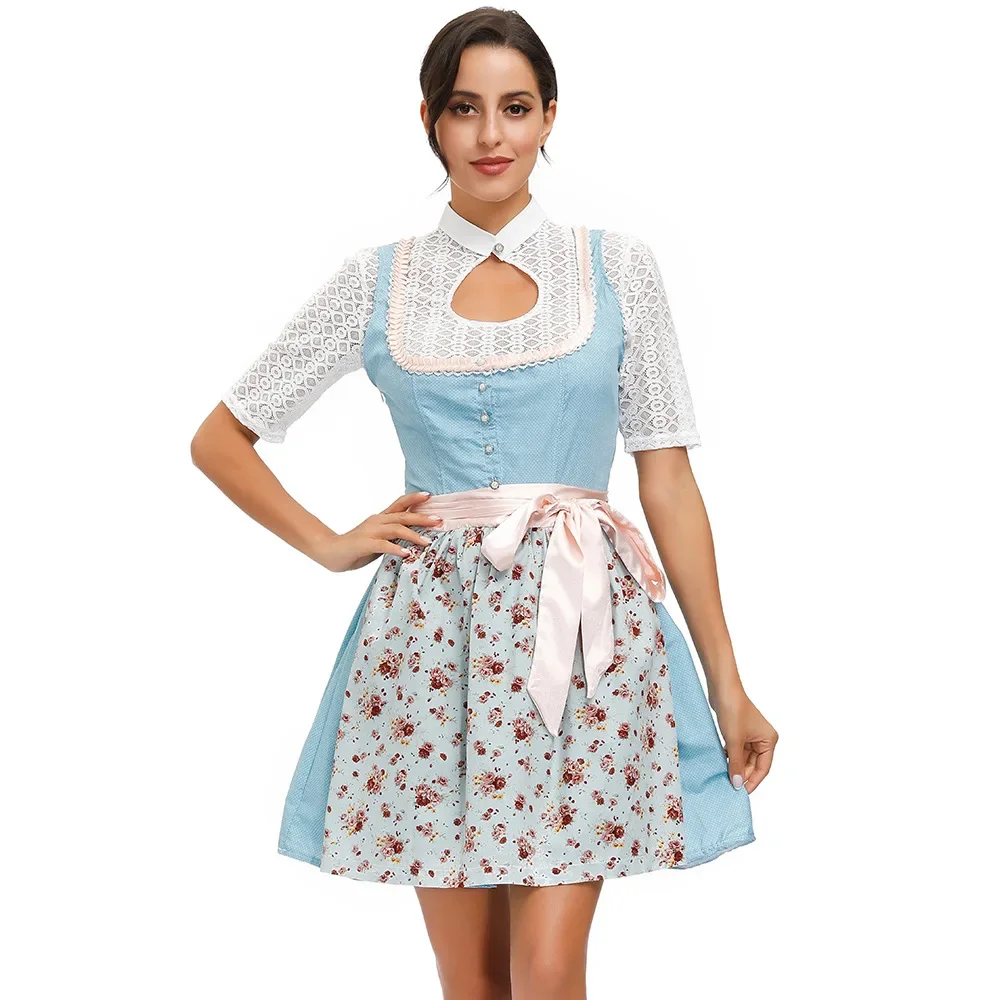 M-XL Traditional Bavarian Octoberfest German Beer Wench Costume Adult Oktoberfest Dirndl Dress With Apron