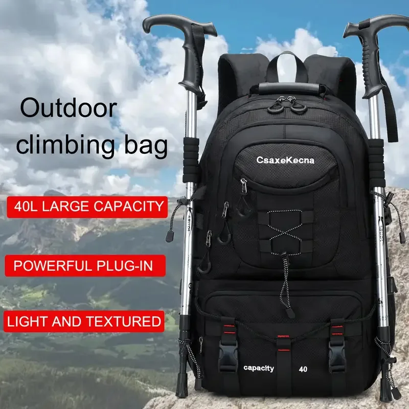 40L Waterproof Large Capacity Rucksack USB Interface Professional Backpack for Hiking Mountaineering Camping Travel Use
