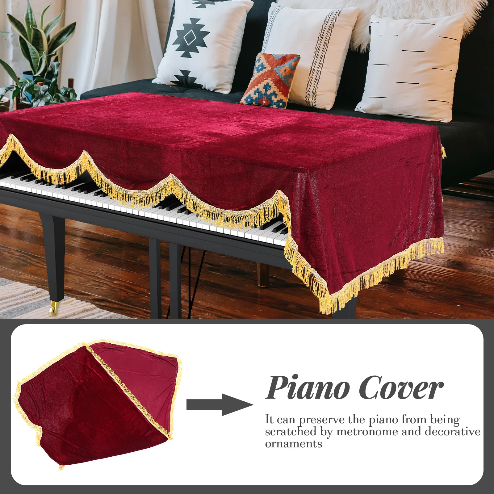 

Electric Piano Cover Dust Instrument for Sleeve Golden Velvet Accessories Protector