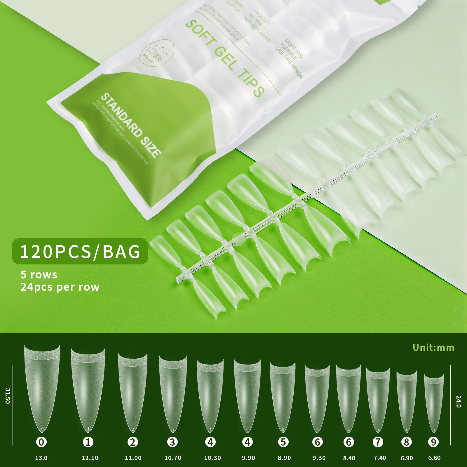 120 Stück ultradünne, weiche Gel-Spitzen, transparente, spurlose Press-On Coffin-Nägel für einen natürlichen Maniküre-Look – Detail 10