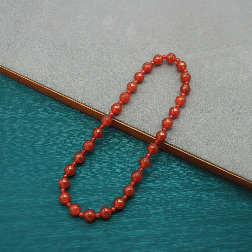 Natural Red Agate Double-loop/single-loop Spaced Bracelet - Modern Chinese Style, Versatile Layering Bracelet for Women