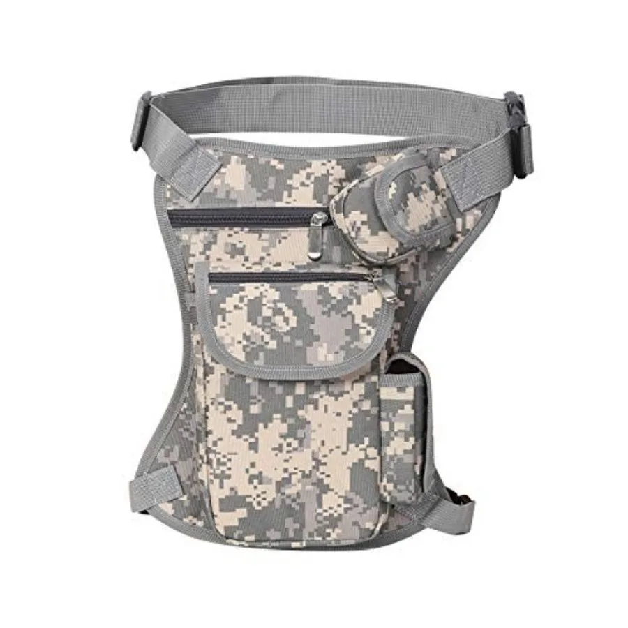 Canvas Hüfttasche Fanny Pack Racing Drop Leg Bag Motorrad graue Tarnung