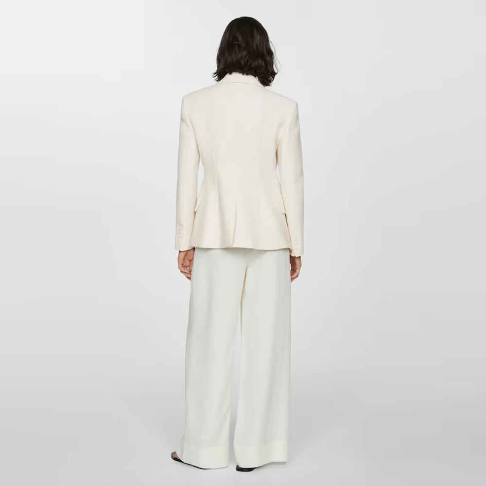 الكلاسيكية الأبيض المرأة قطعتين دعوى مجموعة الشق التلبيب سترة السراويل مجموعات الأعمال الرسمية مكتب مأدبة الزفاف الملابس النسائية