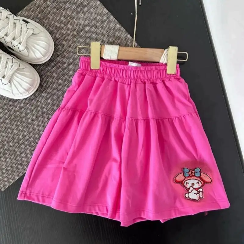 Pantalones cortos de Anime Sanrios My Melody Cinnamoroll para niños, ropa Kawaii Kuromi para niñas, moda para niñas, pantalones dulces y lindos, regalos de verano