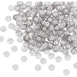 About 300pcs MultiPetal Flower Bead Caps 7mm Stainless Steel Hollow Spacer Caps Metal Bead Cap Spacers for Bracelet Necklace