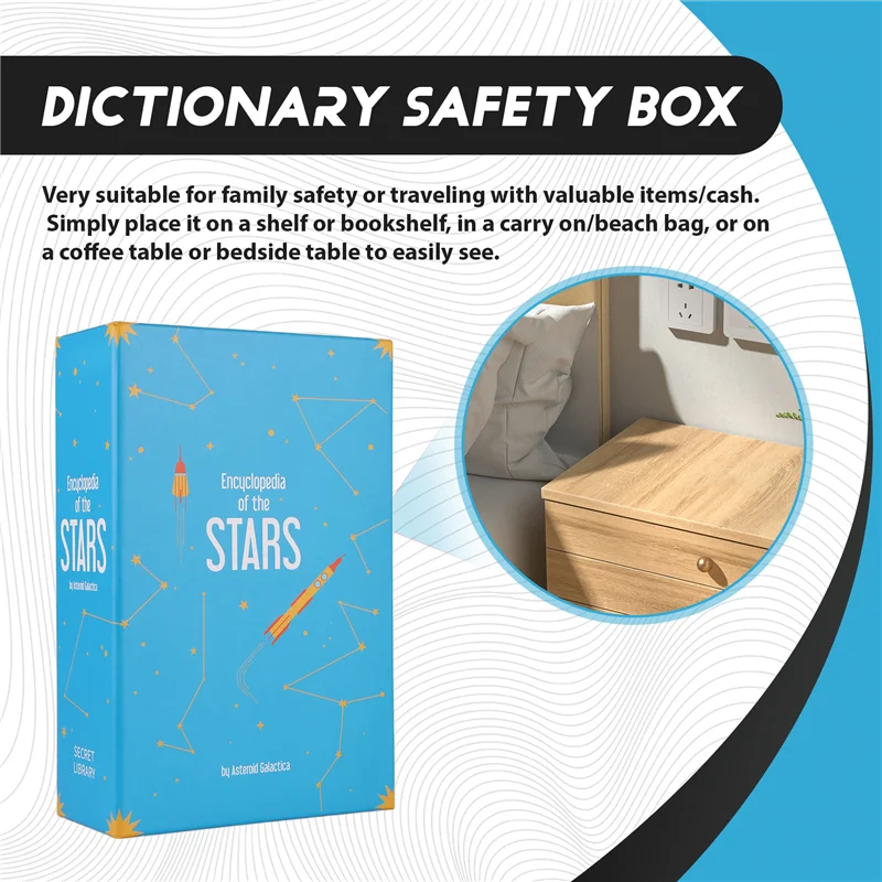 SQPP-Dictionary Book Safe Storage Box,  Safe With 3 Digital Combination Lock, Anti-Theft Safe Secret Box